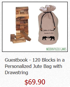 Wedding Guestbook 120 Blocks in a Personalized Jute Bag with Drawstring  